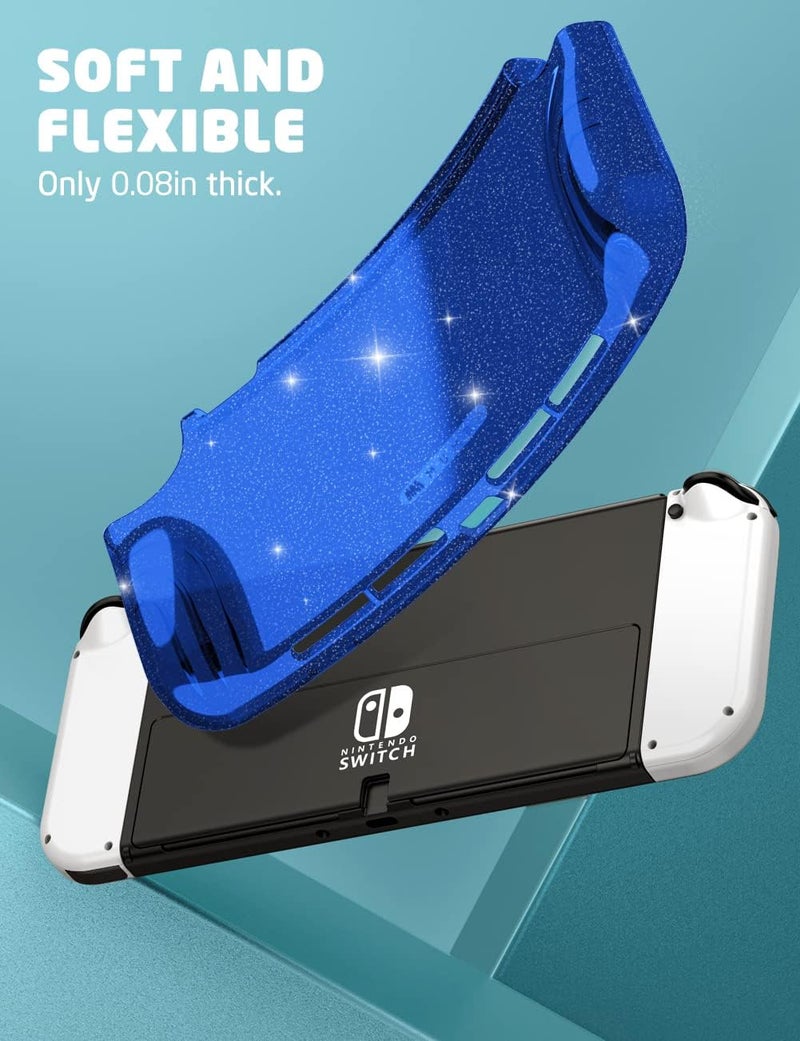 Mumba Case for Nintendo Switch OLED 2021 [Thunderbolt Series] Clear Protection with Ergonomic TPU Handle Compatible with New Switch OLED 7 inch Console and Joy-Con (Blue) - Image 4